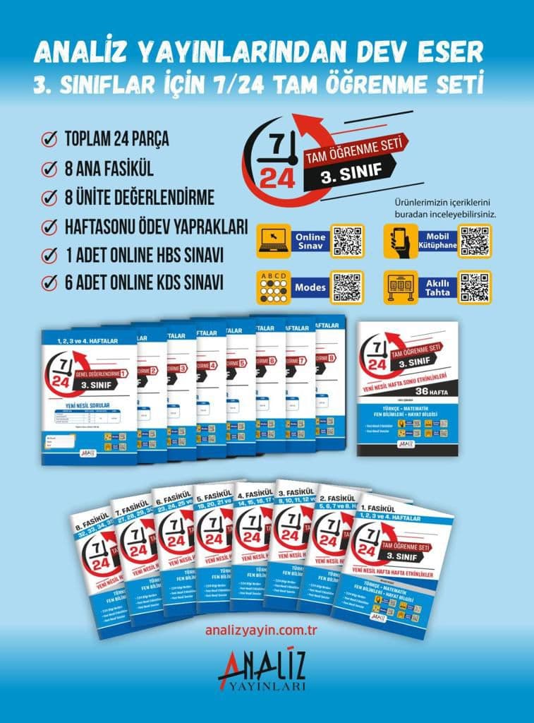 3.SINIF 7/24 TAM ÖĞRENME SETİ